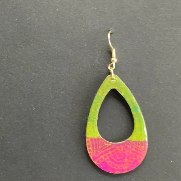 Hand Crafted  Colorful  Abstract Mixed-media Paper Earrings Lightweight - Picture 9 of 10